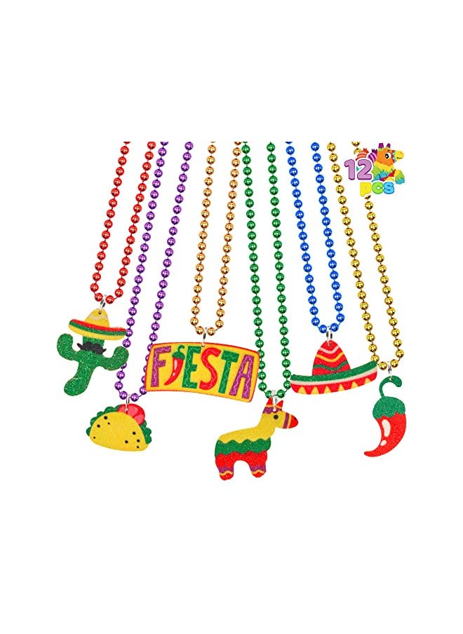 JOYIN 12 PCS Cinco de Mayo Fiesta Necklaces Bead- Mexican Birthday Party Favors Supplies Decorations, Luau Photo Props, Carnivals Event, Taco Tuesday