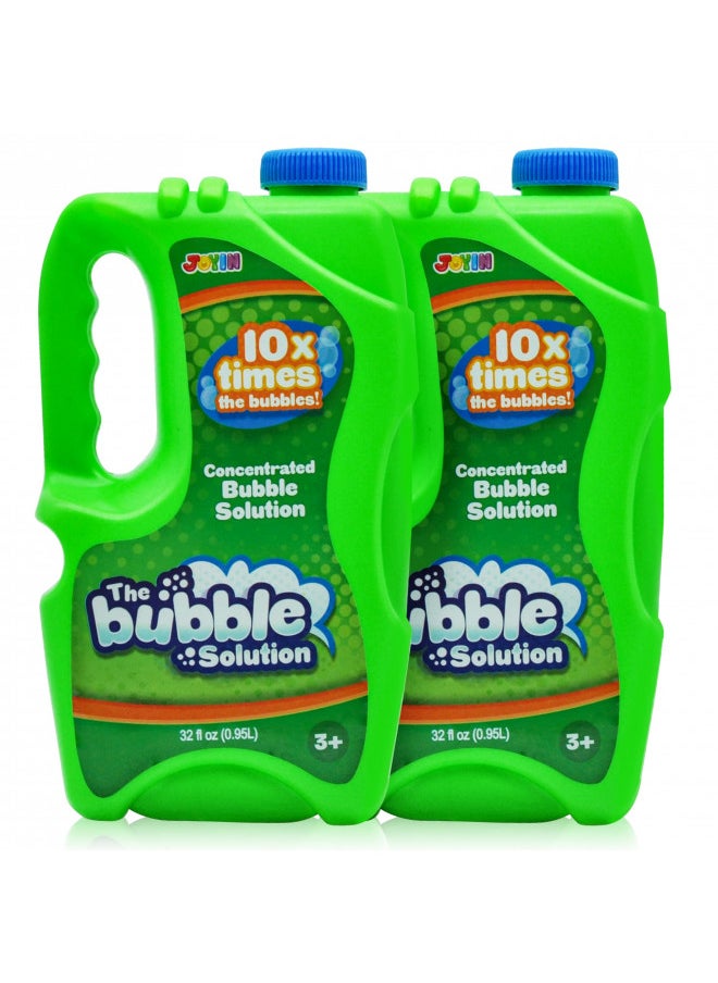 JOYIN 2 Bottles Bubbles Refill Solutions 64 oz (up to 5 Gallon) Big Bubble Solution 64 OZ Concentrated Bubble Solution for Bubble Machine, Gun, Wand Refill Fluid Summer, Easter Toys (Green)