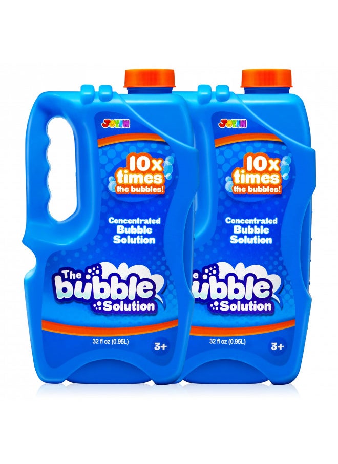 JOYIN 2 Bottles Bubbles Refill Solutions 64 oz (up to 5 Gallon) Big Bubble Solution 64 OZ Concentrated Bubble Solution for Bubble Machine, Gun, Wand Refill Fluid Summer, Easter Toys (Blue)