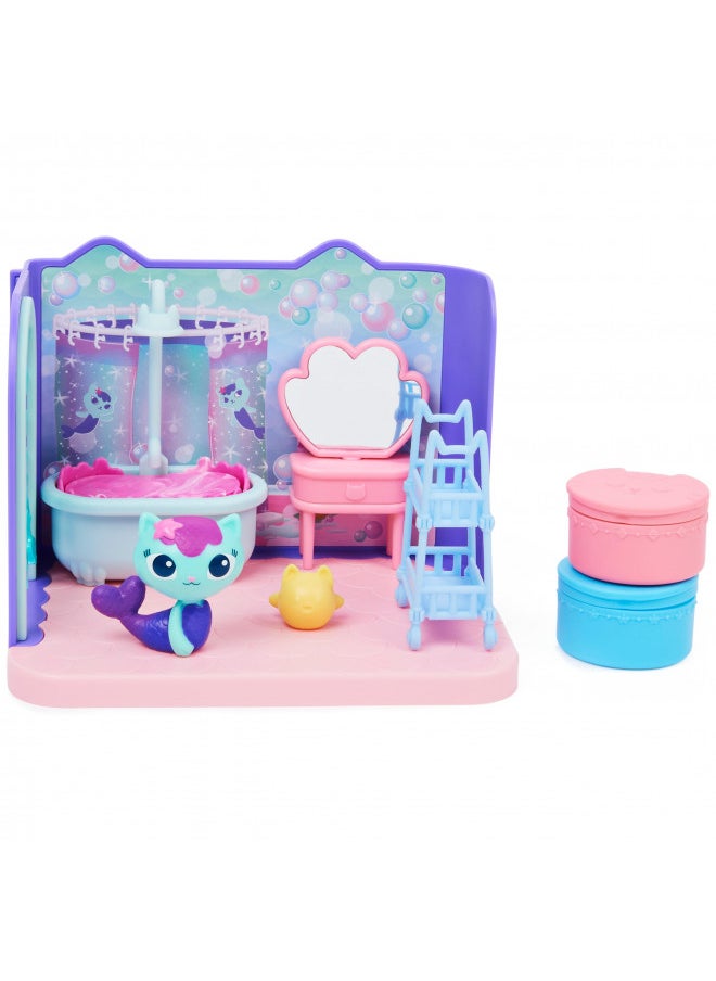 Gabby's Dollhouse, Primp and Pamper Bathroom with Mercat Figure, 3 Accessories, 3 Furniture and 2 Deliveries, Kids Toys for Ages 3 and up