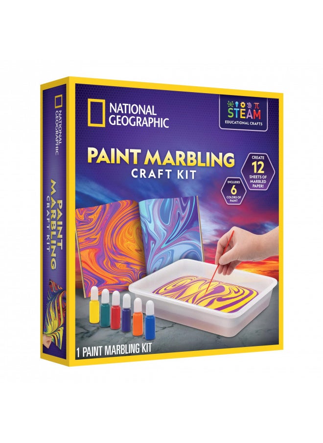 NATIONAL GEOGRAPHIC Marbling Art Kit - Create 12 Sheets of Marble Art with Paints & Water, Crafts for Kids, Amazon Exclusive