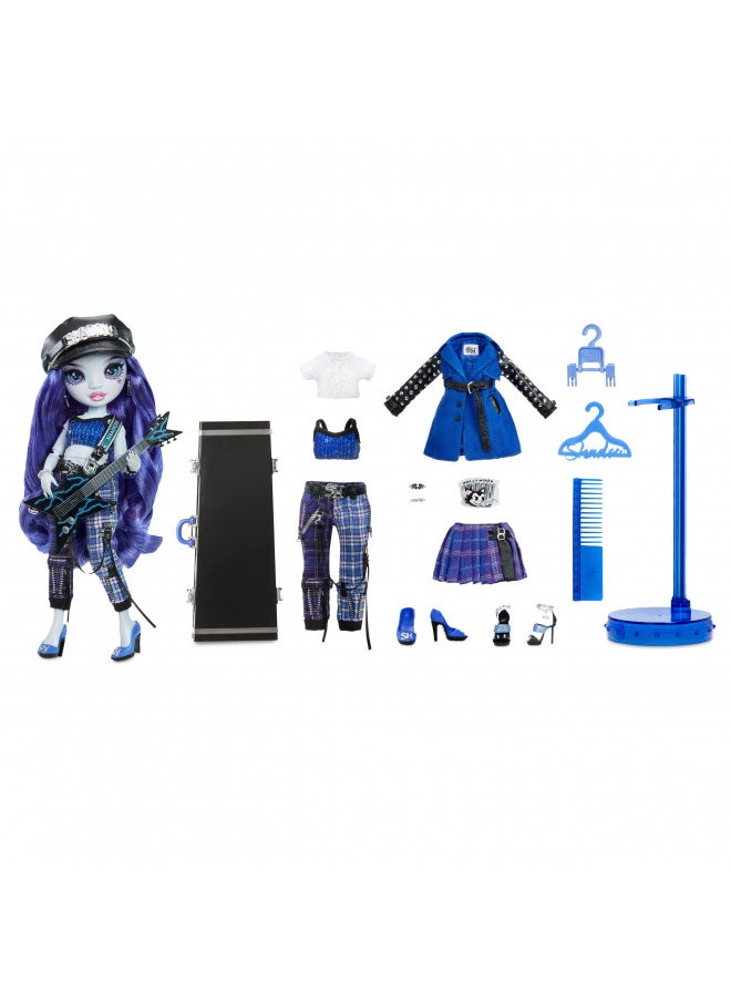 Rainbow High Vision and Neon Shadow-Uma Vanhoose (Neon Blue) Posable Fashion Doll. 2 Designer Outfits to Mix & Match, Rock Band Accessories Playset, Great Toy Gift for Kids 6-12 Years & Collector