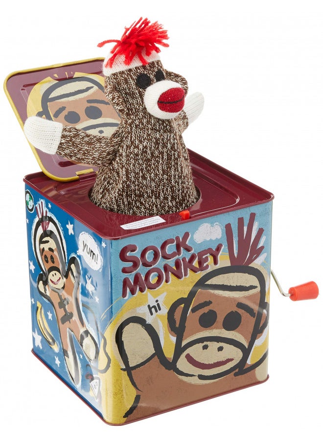 Schylling Sock Monkey Jack in the Box, 18m+