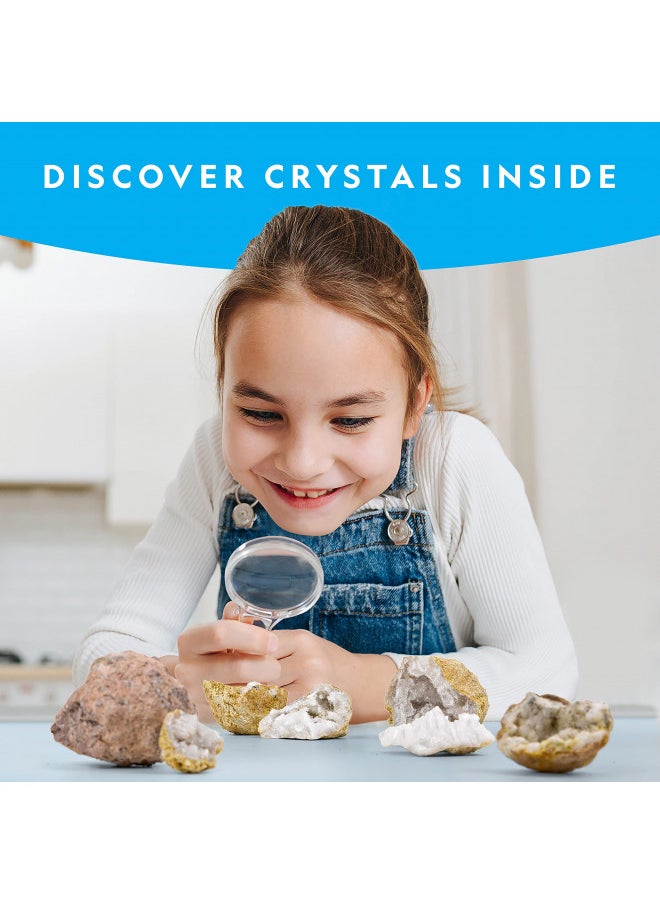 NATIONAL GEOGRAPHIC Break Open 10 Premium Geodes - Includes Goggles and Display Stands - Great STEM Science Kit, Geology Gift for Kids, Geodes Rocks Break Your Own, Toys for Boys and Girls