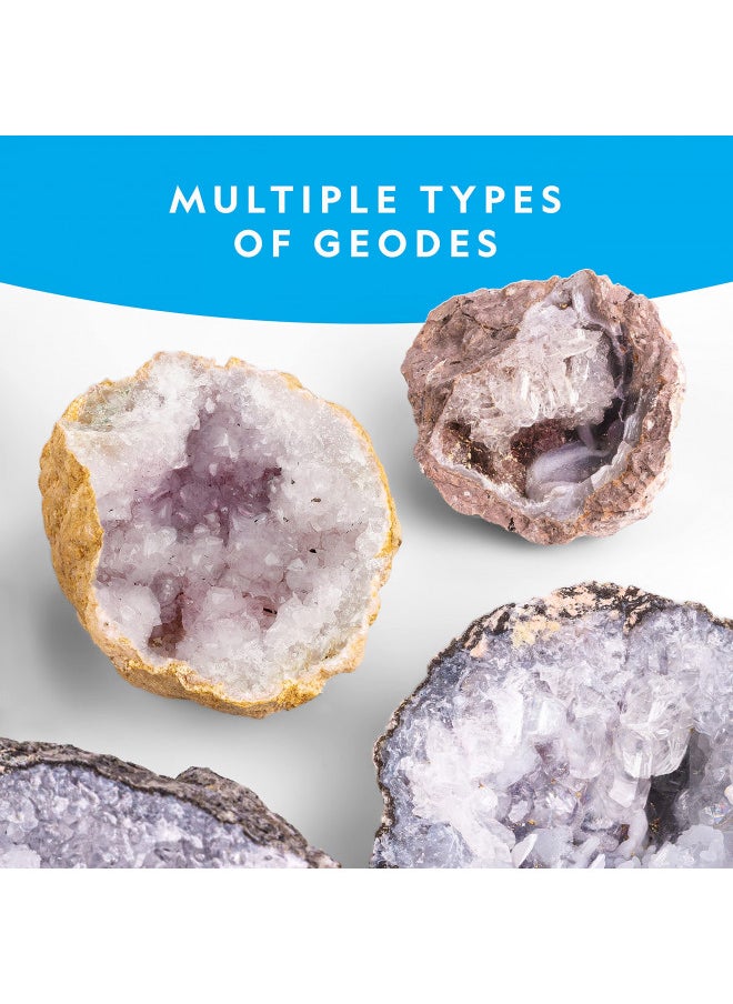 NATIONAL GEOGRAPHIC Break Open 10 Premium Geodes - Includes Goggles and Display Stands - Great STEM Science Kit, Geology Gift for Kids, Geodes Rocks Break Your Own, Toys for Boys and Girls