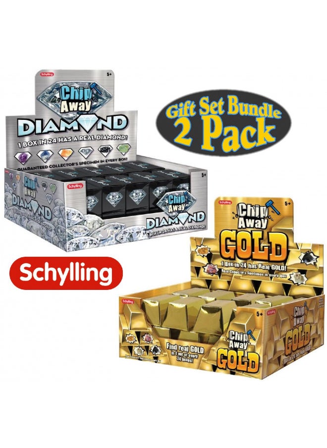 Schylling Chip Away Science Digs Gold & Diamond Gift Set Bundle - 2 Pack