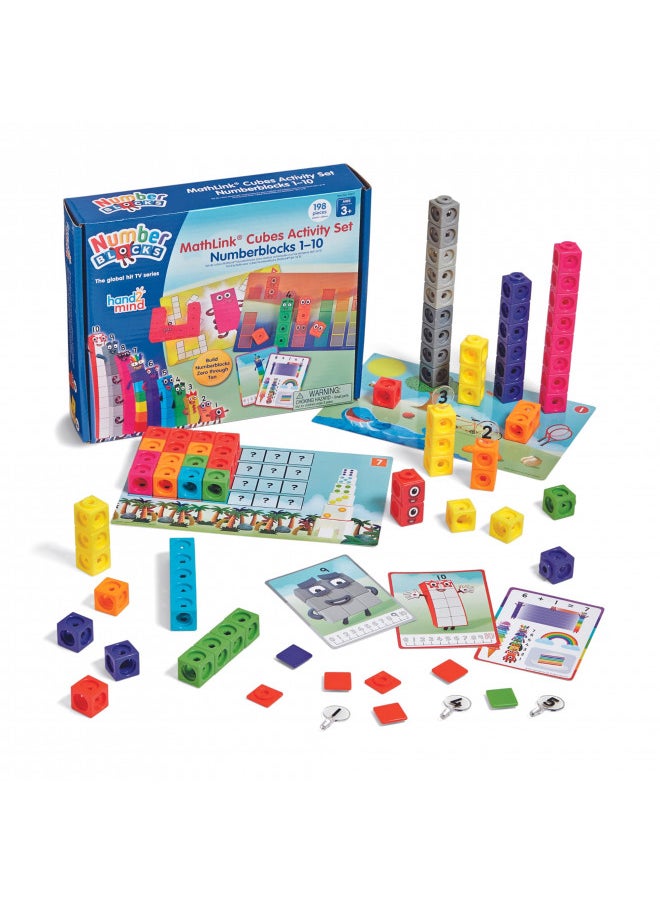 hand2mind MathLink Cubes Numberblocks 1-10 Activity Set, 30 Preschool Learning Activities, Building Blocks for Toddlers 3-5, Counting Blocks, Linking Cubes, Math Counters for Kids, Educational Toys