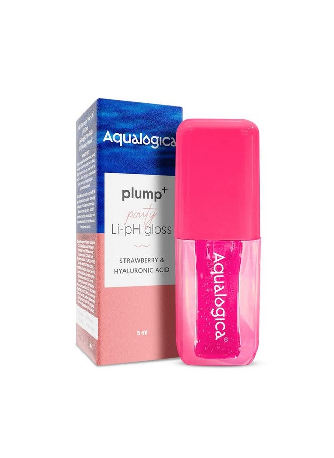 Plump+ Pouty Li-Ph Glossy - Watermelon Slice | Lip Glossy With Strawberry & Hyaluronic Acid | Lightweight, Non-Sticky And Hydrating Formula - 5Ml