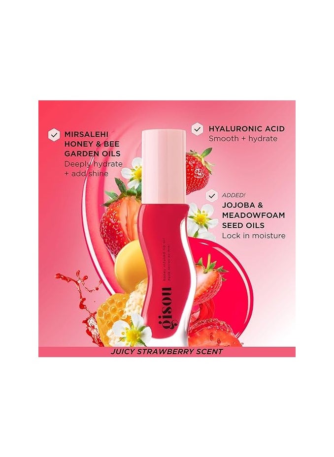 Gisou Honey Infused Lip Oil, Strawberry Sorbet, 8 ml