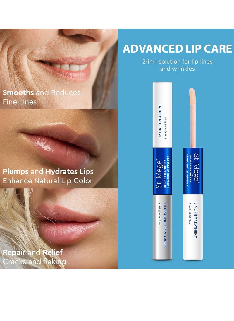 Gloss Lip Plumper & Wrinkle Treatment: Upper Lip Vertical Line Plumping Booster & Hydrating Repair with Hyaluronic Acid & Peptides - Anti-Aging Serum Kit for Around Mouth, Clear