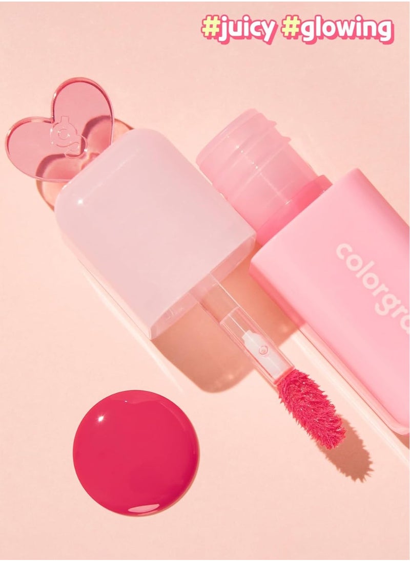 COLORGRAM Juicy Drop Tint 03 Litchi Luster | Juicy Lip Gloss, Glowing Lip Stain with Fruity Colors, Buildable & Blendable, Highly Pigmented