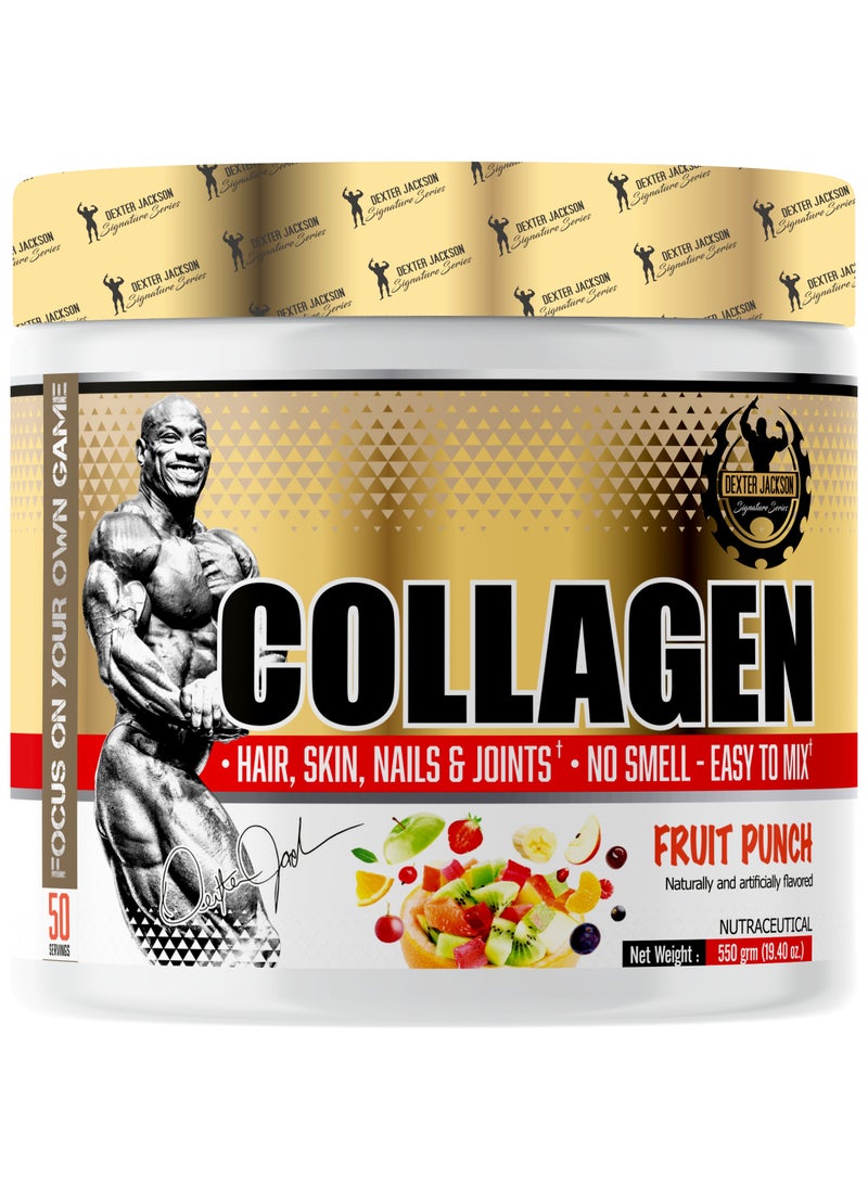 Gold Series Collagen - Supports Skin, Hair, Nails, and Joint Health (Fruit Punch, 550g, 50 Servings)