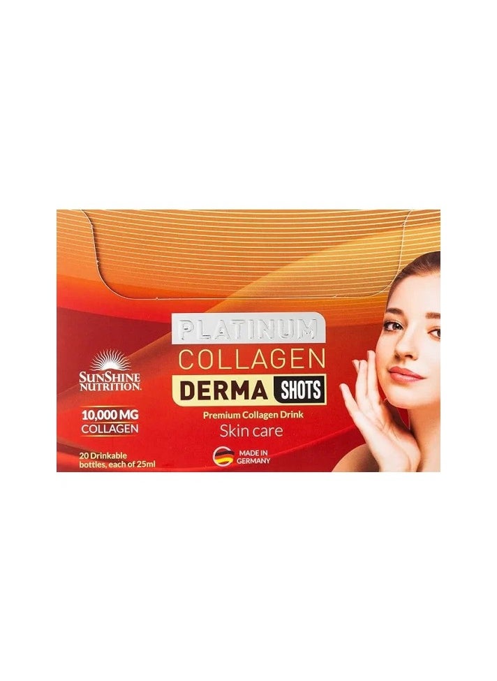 Sunshine Nutrition Platinum Collagen Derma Shot (20 Bottles X 25 Ml Each) | Premium Collagen Drink For Skin Care | Strawberry Flavor