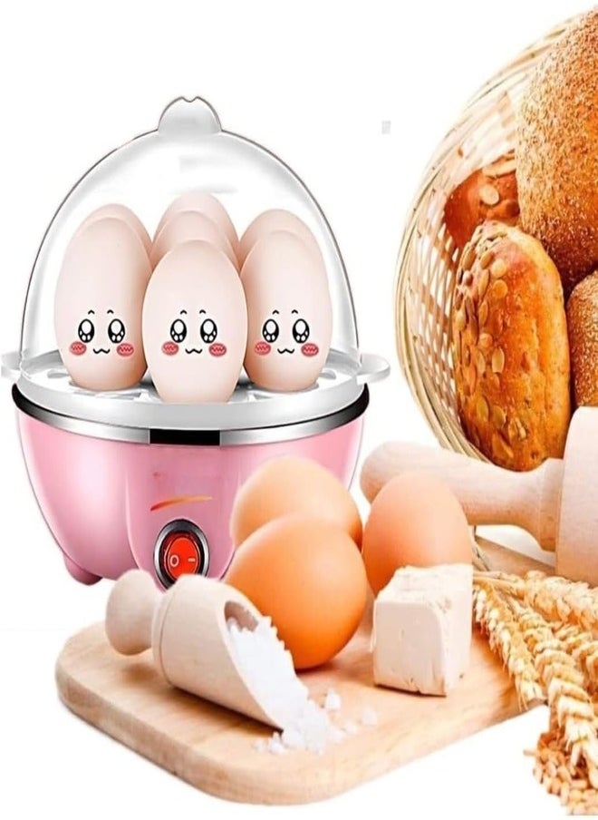 Multi-functional Electric Egg Boiler Steamer Cooker with 7-Egg Capacity | Rapid Egg Cooker for Boiled, Steamed Eggs & Food with Auto Shut-Off, Compact & Easy-to-Use for Home Kitchen (Pink)