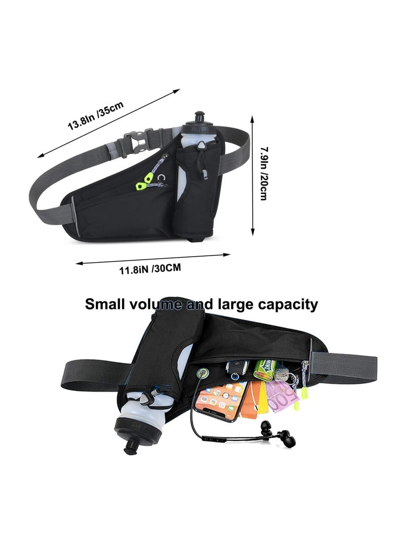 Fitness Running Waist Bag Can Hold Water Bottle Waterproof Outdoor Sports Phone Bag Men and Women Hiking Waist Bag Travel Bicycle Dog Walking Outdoor Sports Waist Bag (Green)