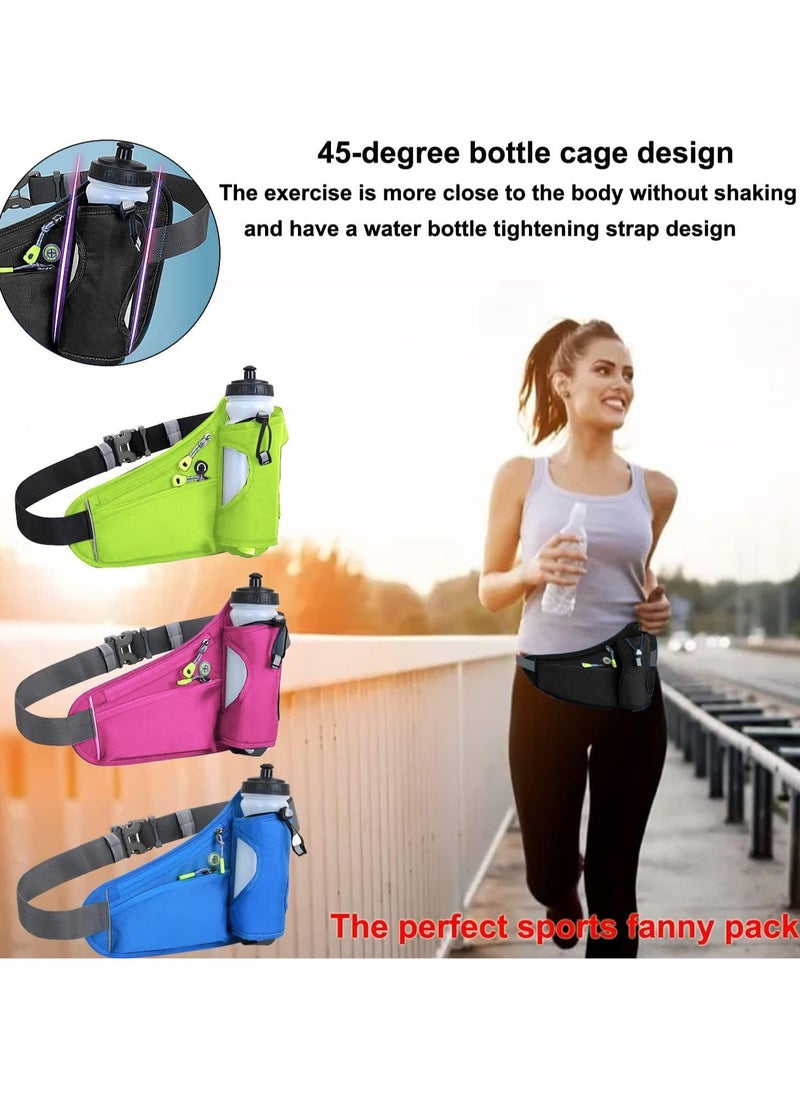 Fitness Running Waist Bag Can Hold Water Bottle Waterproof Outdoor Sports Phone Bag Men and Women Hiking Waist Bag Travel Bicycle Dog Walking Outdoor Sports Waist Bag (Blue)