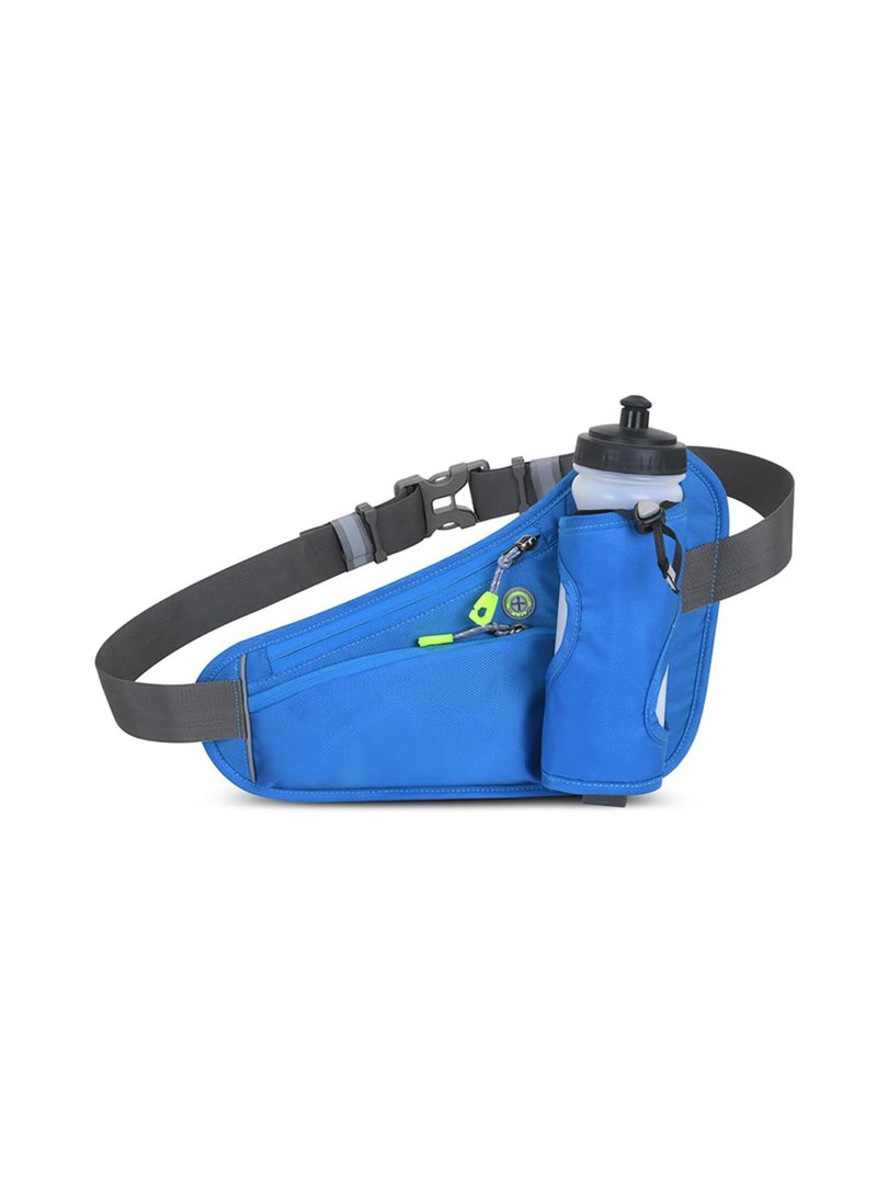 Fitness Running Waist Bag Can Hold Water Bottle Waterproof Outdoor Sports Phone Bag Men and Women Hiking Waist Bag Travel Bicycle Dog Walking Outdoor Sports Waist Bag (Blue)