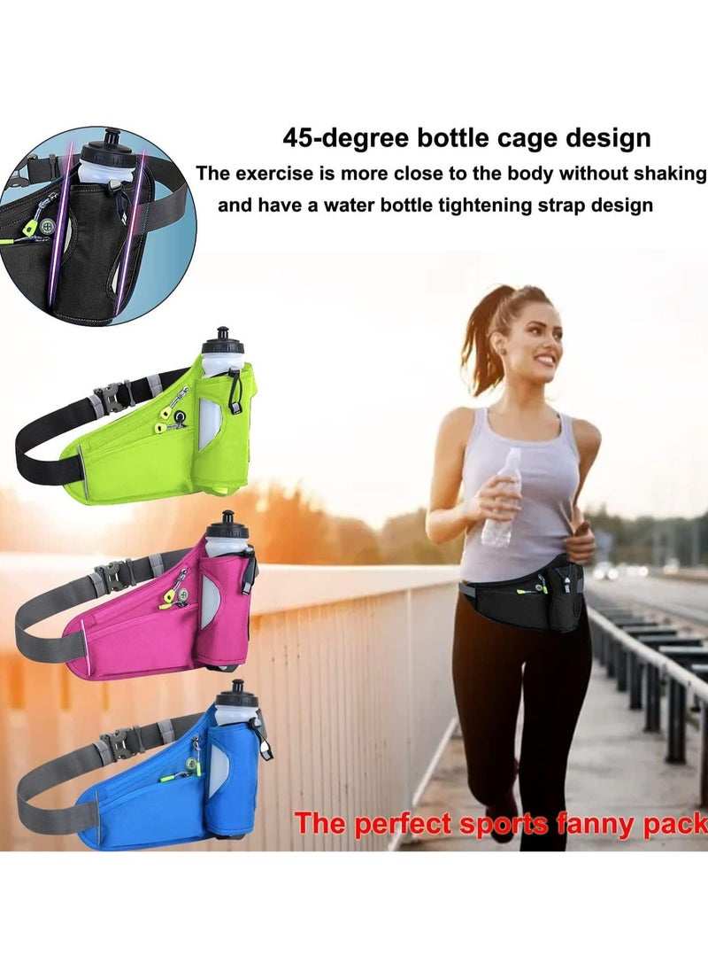 Fitness Running Waist Bag Can Hold Water Bottle Waterproof Outdoor Sports Phone Bag Men and Women Hiking Waist Bag Travel Bicycle Dog Walking Outdoor Sports Waist Bag (Pink)