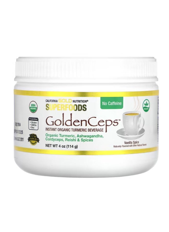 SUPERFOODS  GoldenCeps Organic Turmeric with Adaptogens 4 oz 114 g