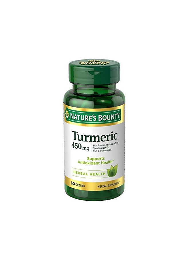 Nature's Bounty Turmeric Capsules, Antioxident Health, 450 Mg, 60 Ct