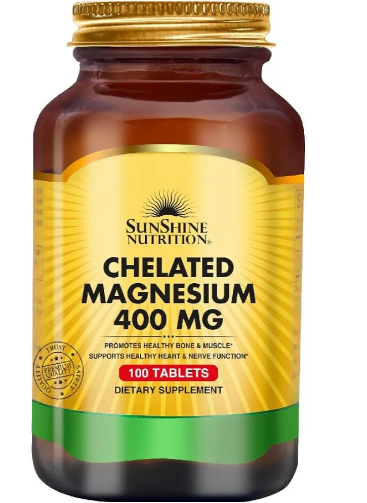 Chelated Magnesium 400Mg Promotes Healthy Bone And Muscle Supports 100 Tablets