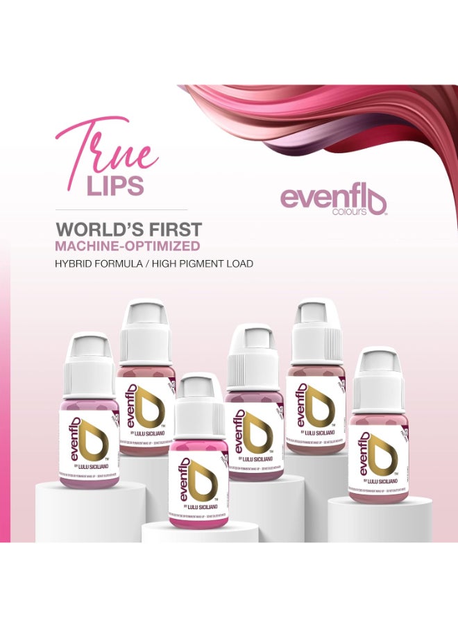 Evenflo True Lips Pigment Kit By Lulu Siciliano  100% Vegan, Professional Lip Tattoo Ink Set Of 6X15Ml