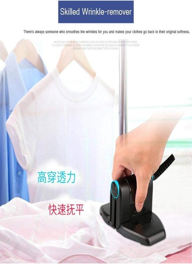 Foldable Travel Iron, Portable Steam Iron, Electric Mini Flat Iron for Clothes Collar Remove Wrinkles, Soften, Clean Sterilize and Defrost (Black)