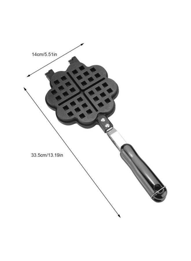 Heart Shape Cast Iron Waffle Maker, Non-stick Double Side Waffle Cake Mold Pot for Household Cafe Restaurant