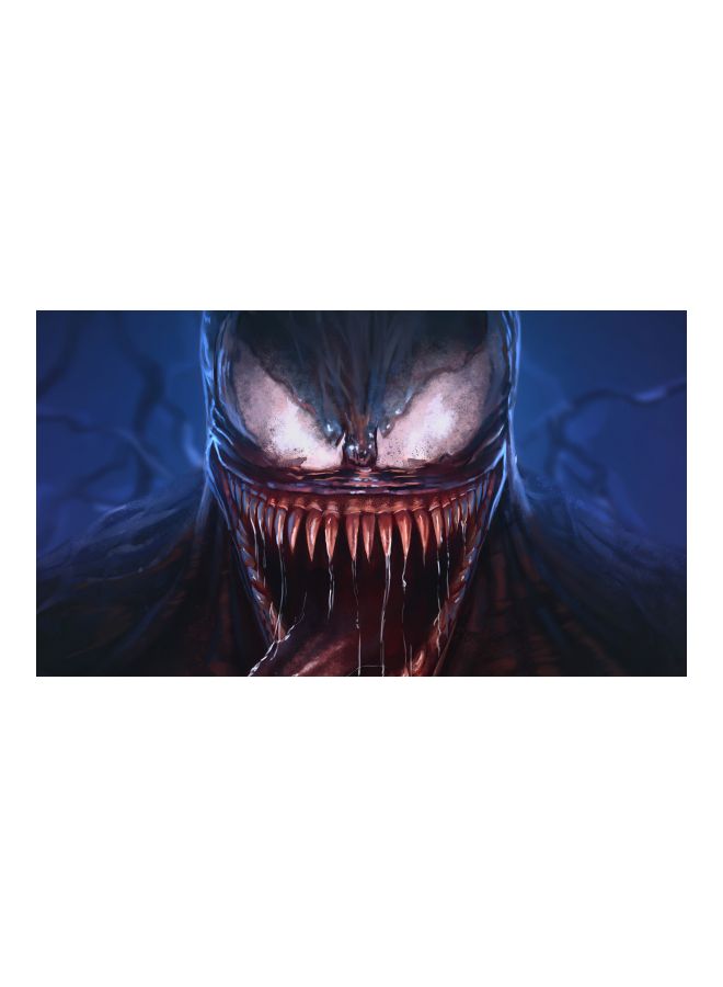 Venom Artwork Themed Canvas Print With Frame Blue/Brown/White 100x56x3.5cm