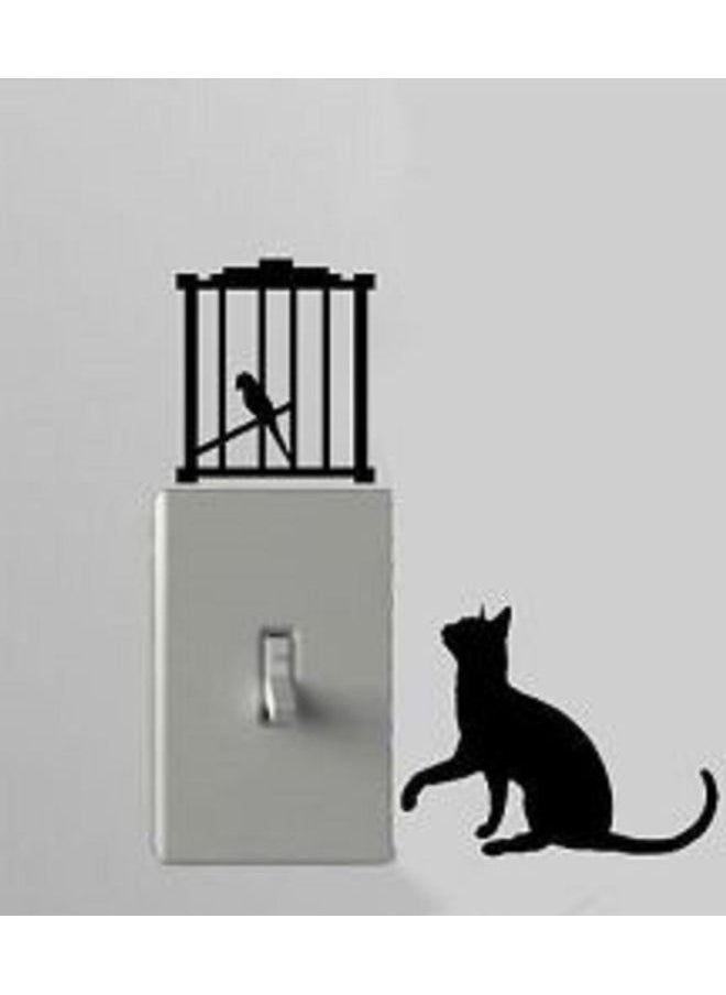 Cat Switch Wall Sticker Black 10x10cm