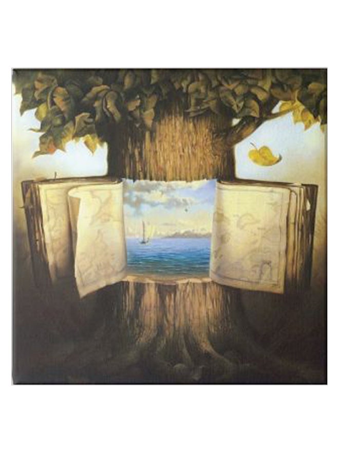 Tree In The Form Of A Book Wooden Art Hidden Frame Canvas Wall Painting Multicolour 30 x 30cm