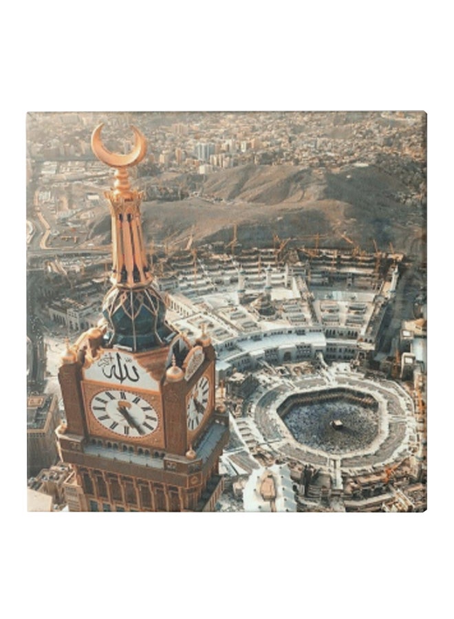 Makkah Theme Canvas Wall Painting With Hidden Frame Multicolour 30 x 30cm