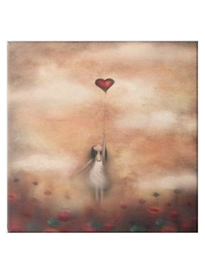 Girl Holds A Heart Wooden Art Hidden Frame Canvas Wall Painting Multicolour 30 x 30cm