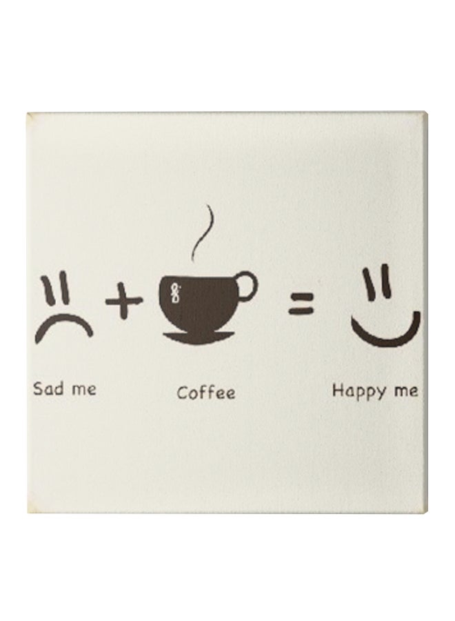 Coffee Theme Canvas Wall Painting With Hidden Frame White/Brown 30 x 30cm