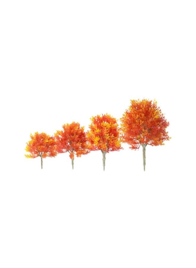 4 Pcs Model Trees Fake Trees Autumn Maple Trees Plant Ornamentm for DIY Crafts Building Model Scenery Landscape Orange (19cm, 15cm, 13cm, 10cm Style)