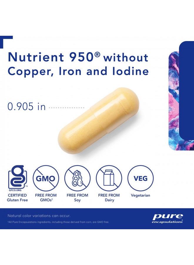 Pure Encapsulations Nutrient 950 without Copper, Iron, & Iodine | Antioxidant Multivitamin and Mineral Supplement to Support Optimal Health and Physiological Functions* | 180 Capsules