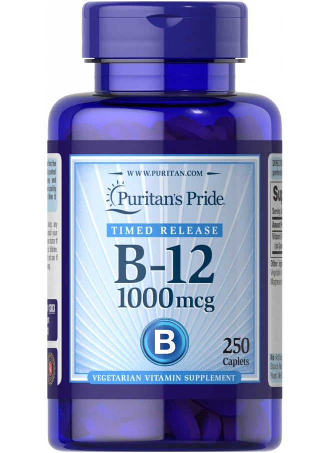 Puritan's Pride Vitamin B-12 1000 Mcg Timed Release Caplets, 250 Count