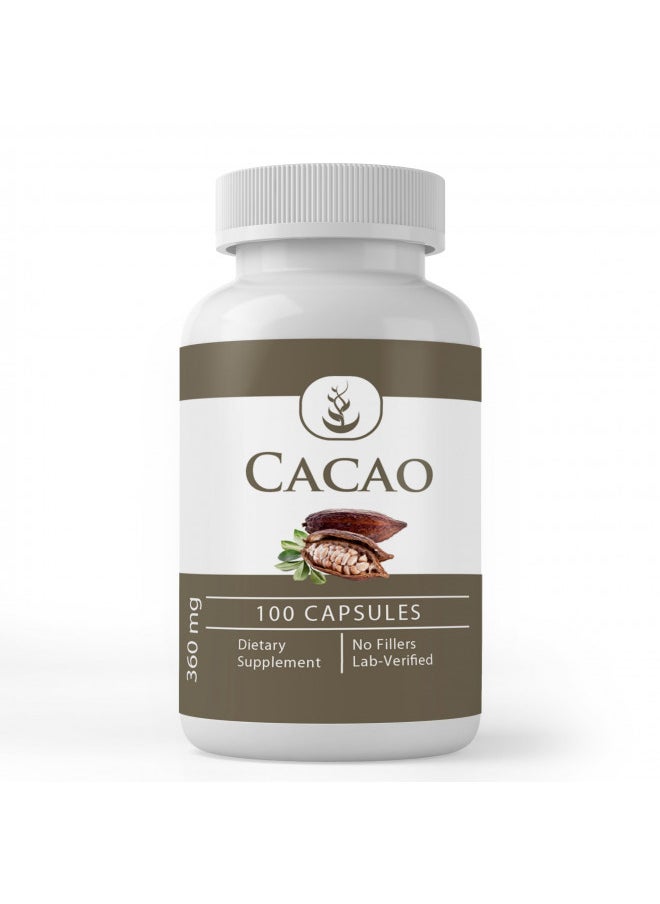 Pure Original Ingredients Cacao, (100 Capsules) Always Pure, No Additives Or Fillers, Lab Verified