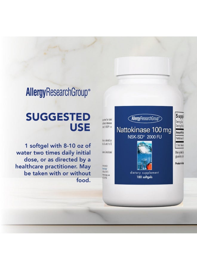 Allergy Research Group - Nattokinase Supplement NSK-SD 2000 FU, 100mg - Cardiovascular/Circulatory Health - 180 Softgels