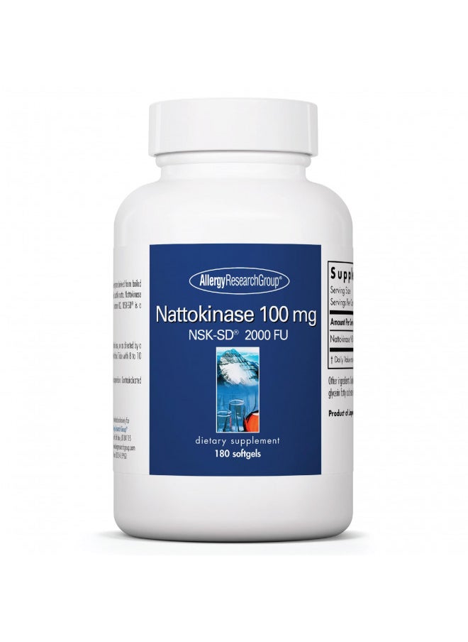 Allergy Research Group - Nattokinase Supplement NSK-SD 2000 FU, 100mg - Cardiovascular/Circulatory Health - 180 Softgels