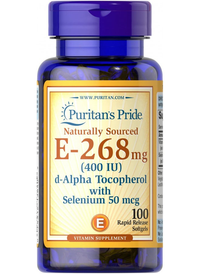 Puritan's Pride Vitamin E-with Selenium 400 IU Natural 100 RR Softgels