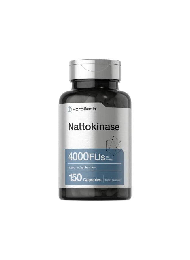 Horbäach Nattokinase Supplement 4000 FU | 150 Capsules | Non-GMO, Gluten Free