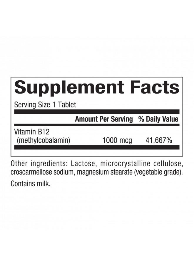 Natural Factors, Vitamin B12 Methylcobalamin 1000 mcg, Chewable Support for Energy and Immune Health, Vegetarian, Gluten Free, 90 tablets (90 servings)