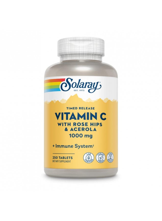 SOLARAY Vitamin C w/Rose Hips & Acerola | 1000mg | Two-Stage Timed-Release Healthy Immune Function, Skin, Hair & Nails Support | Non-GMO | 250ct