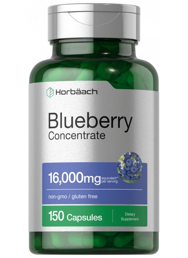 Horbäach Blueberry Extract Supplement | 150 Capsules | Blueberry Concentrate | Non-GMO, Gluten Free