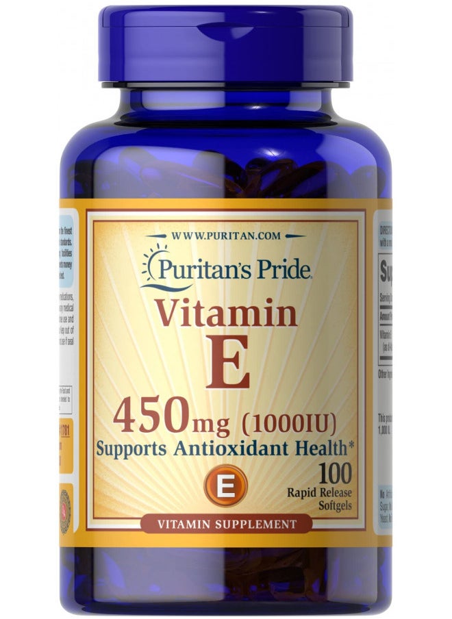 Puritan's Pride Vitamin E 450 Mg, supports immune function, Capsule 100 count