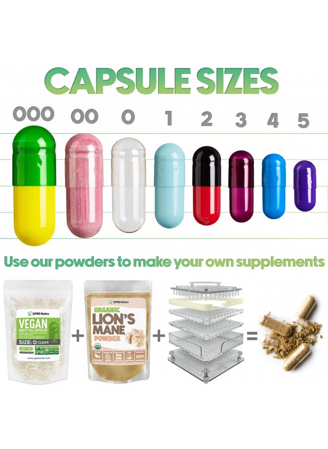 XPRS Nutra Size 2 White Empty Vegan Capsules 1000 Count - Vegetable Pill Capsule - DIY Powder Filling