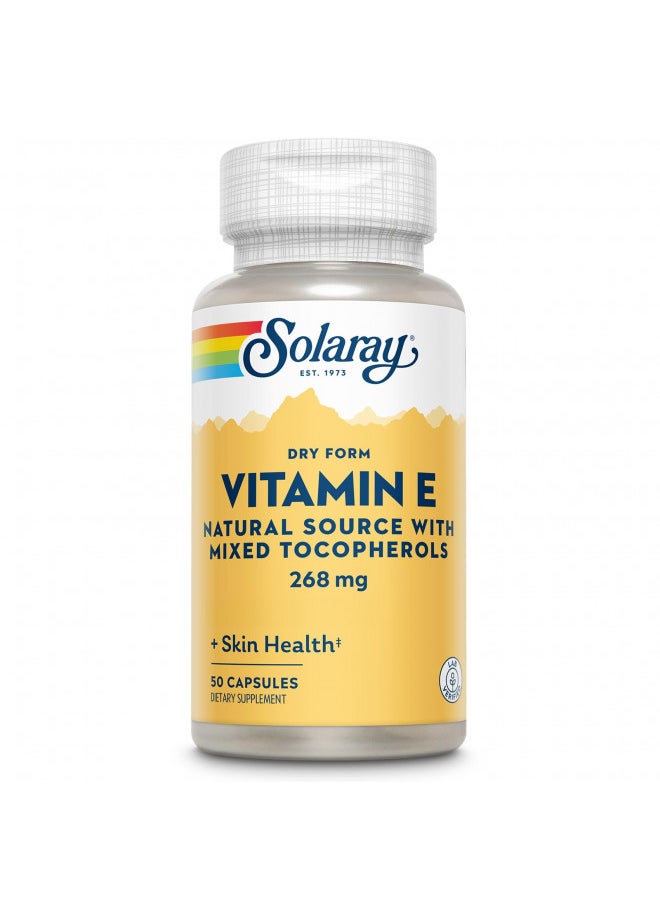 SOLARAY Vitamin E, Dry 400 IU w/Mixed Tocopherols | Non-Oily | Healthy Cardiac Function, Antioxidant Activity & Skin Health Support | 50 Capsules