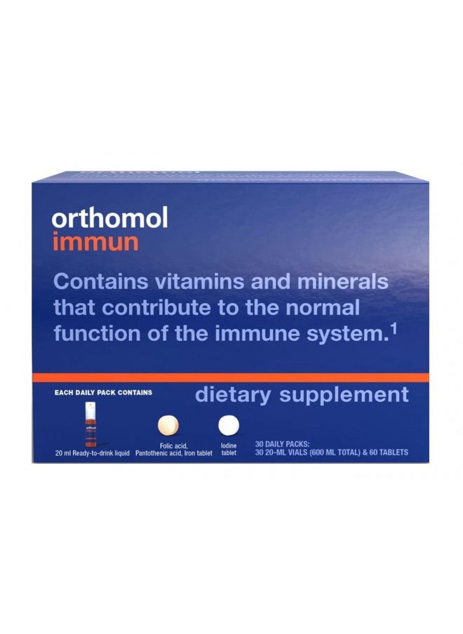 Orthomol Immun Vial, Immune Support Supplement,Capsule 30-Day Supply, Vitamins A, B, C, D, E, Zinc, Iodine