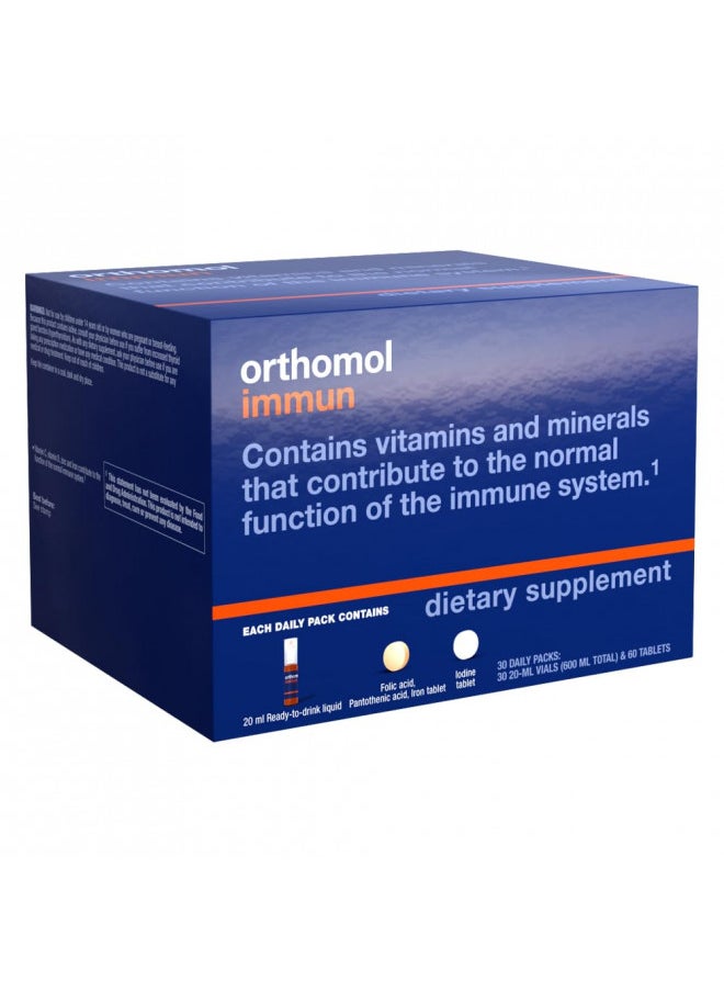 Orthomol Immun Vial, Immune Support Supplement,Capsule 30-Day Supply, Vitamins A, B, C, D, E, Zinc, Iodine